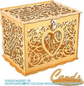 Cheap Wedding Money Box Holder With Sign, Large Rustic Wood Wooden DIY Envelop Gift Card Shadow Boxes With Lock Slot for sale