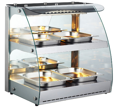 Curved Glass Food Warmer Showcase Automatic Defrost