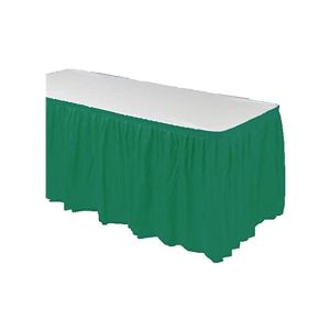 Cheap Emerald Green Disposable Waterproof Table Skirt Plastic Party Table Skirt for sale