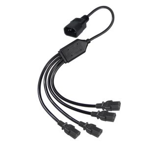 Black Reel Angle Connector H05vv F Plug Iec C13 Iecc14 Male To Female Y Splitter