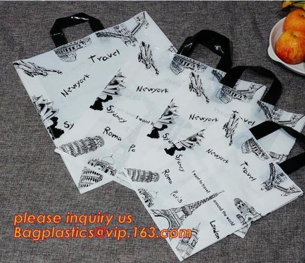 Custom Print Soft Loop Handle Plastic Shopping Bag with handles,Colored Soft