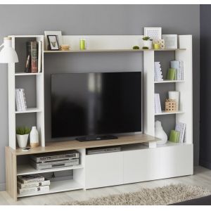 Scratch - Resistant Colored Particle Board TV Stand 60 Inch Laminate Door Easy