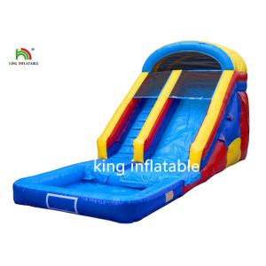 Cheap Blue 10 Steps Inflatable Water Slide 8*3M PVC Tarpaulin Double Stitching for sale