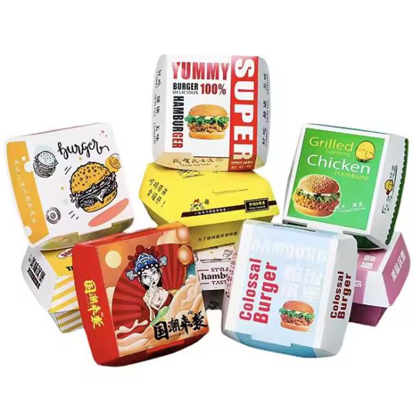 Quality Durable Custom Logo Burger Fries Boxes Eco-Friendly Fast Food Packaging with Stamping Printing Handling wholesale