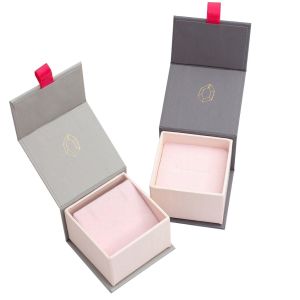Customized Mini Paper Jewellery Box Packaging With Gold Foil Logo