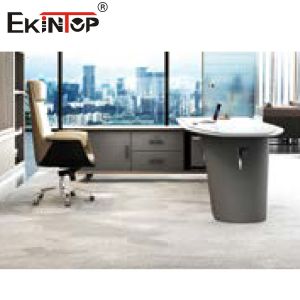 Modern L Shaped Executive Home Office Desk With Large Storage Space