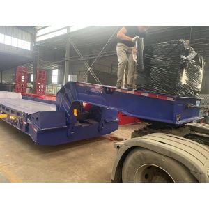 3 Axle Heavy Duty Low Loader Lowboy Semi Trailers For Excavator Transport