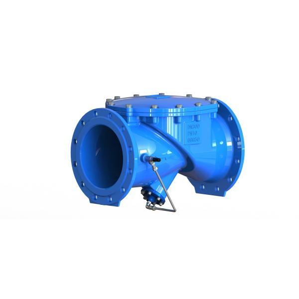 Blue Hydraulic Check Valve No Clog Design With Hydraulic Cushion Device Rubber