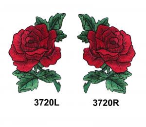 Cheap Red Rose Flower Embroidery Sew Patch Custom Pantone Color For Clothes for sale