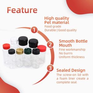 Transparent PET Plastic Seasoning Bottle Kitchen Use 100ml Spice Jars