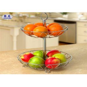 2 Tier Wire Mesh Fruit Basket Stable Corrosion Resistant Vegetable Storage