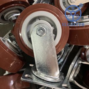 Cheap 5 Inch Heavy Duty Polyurethane Wheels Swivel Industrial Casters Red for sale