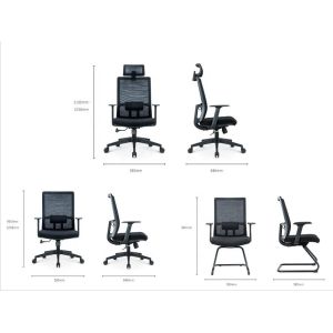 Staff Home Mesh Backrest Lift Swivel Office Chair with Headrest and Ergonomic