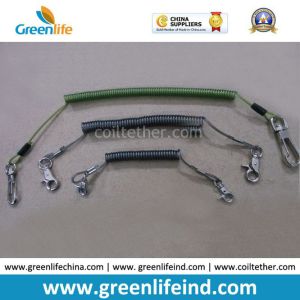 High Pulling Coiled Spring Tool Lanyard W/Lobster Hooks