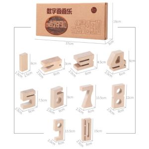 Balance Jenga Wooden Number Blocks Toys 16cm Jumbo Wooden Building Blocks