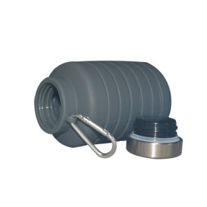 New Item Custom Logo 700ml Drink Bottle Black Silicone Water Bottle Collapsible