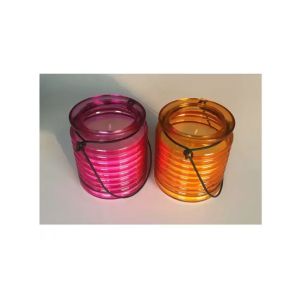 China Home decor soy lantern candle with vanilla  fragrance and color glass  container on sale