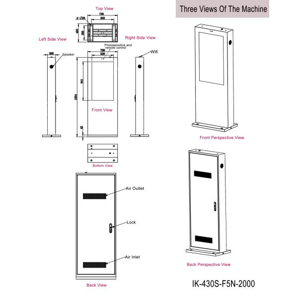43 Inch Outdoor LCD Advertising Display FCC Approval Industrial Intelligent System