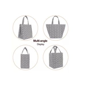 Canvas Fabric Reusable Insulated Lunch Bag With Inner Pocket