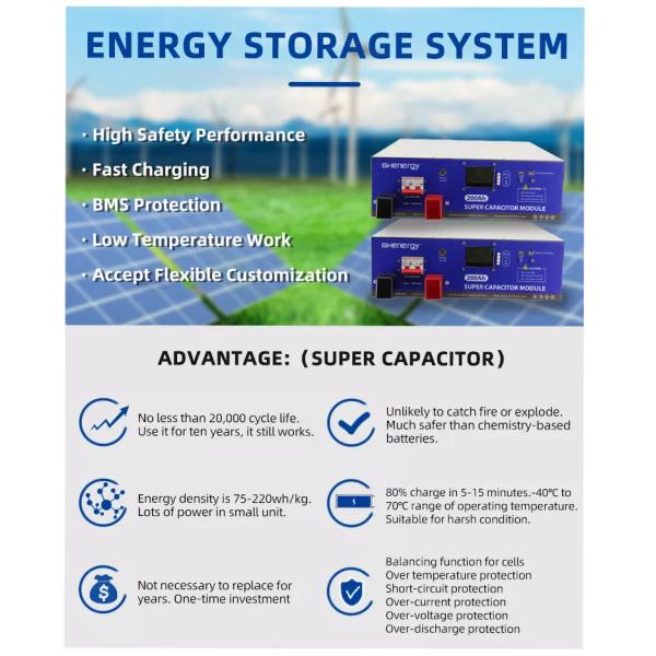 BMS Multipurpose 48V Ultracapacitor Module , 100ah Graphene Supercap Module