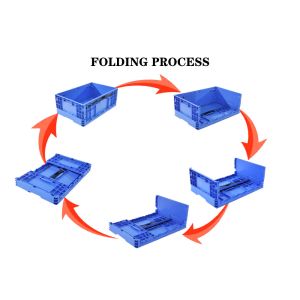 600*400*230mm Folding Storage Box Stackable Plastic Produce Moving Crates