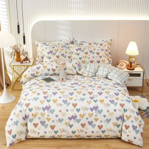 Multi Colors 100% Cotton Double Bedding Set King Size Duvet Cover for Home Hotel