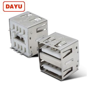14mm 180 Degree DIP USB A Dual USB Female Connector Type A Plug Socket