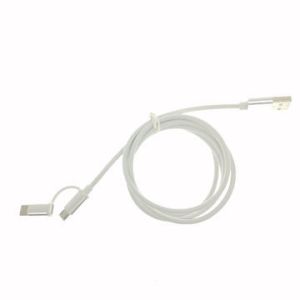 White TPE Micro USB to Type C 2 in 1 USB Data Cable USB Charging Cable For