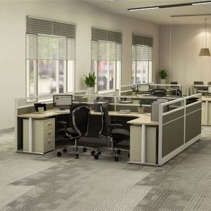 Wooden Office Desk Partition 4 Person Staff Cubicle Office Table