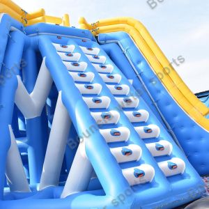 Giant Inflatable Water Jumping Tower With Slide For Lake