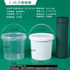 Clear Plastic Bucket With Lid And Handle (1 Pack), Ice Cream Tub With Lids -