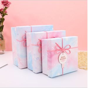 Custom Printing Square Foldable Luxury Paper Gift Box With Ribbon