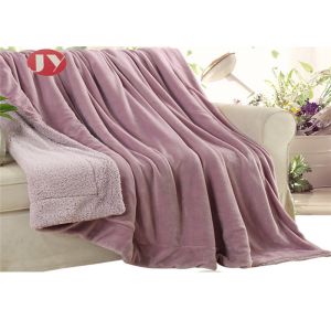 Soft Plush Polyester Fleece Blanket Reversible Mink Sherpa Linedfor Bedroom