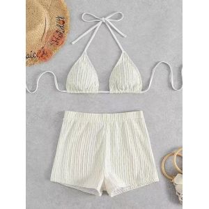 UPF Function white Bathing Suit Two Pieces Summer Bikini Nylon Fabric