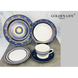China Sunflower Porcelain 20-pc. Dinner Set Service for 4, 24K Gold-plated New Bone China Tableware on sale