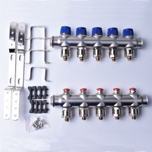 5 Way Underfloor Heating Manifold Stainless Steel Water Valve Manifold