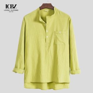 Quantity 5000 LCBZ OEM Custom Long Sleeve Men's Linen Shirts in Multi Color