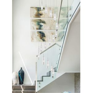 LED Pendant Light Staircase Crystal Chandelier Hanging Lamp Spirl hanging