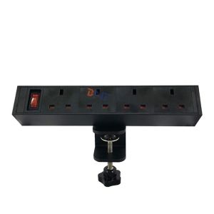 Boente Cheap 6.56 Ft Cord Lead 4 Way Outlet With Switch Black on Table Desk Edge