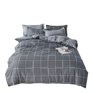 100% Polyester Fabric King Size Linen Bed Room Set with Duvet Cover and Flat
