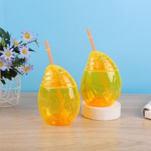 Custom Plastic Football Shaped Cup With Straw Cute Milk Tea Cup
