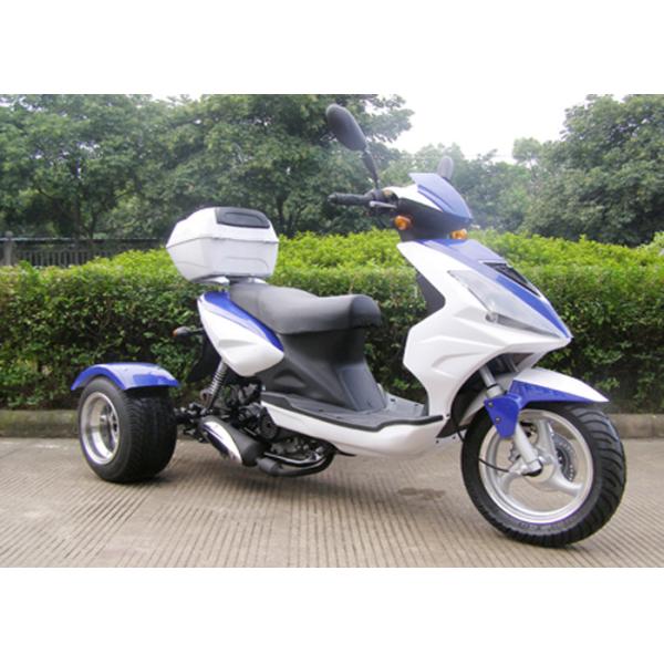 Quality 3 Wheel 50cc Scooter With Rear Box , 3 Wheeler Motorcycle With Big Head Light wholesale