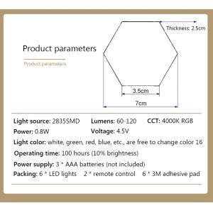 1Watt Remote Control Under Cabinet Light 4000K Honeycomb Wall Lamp