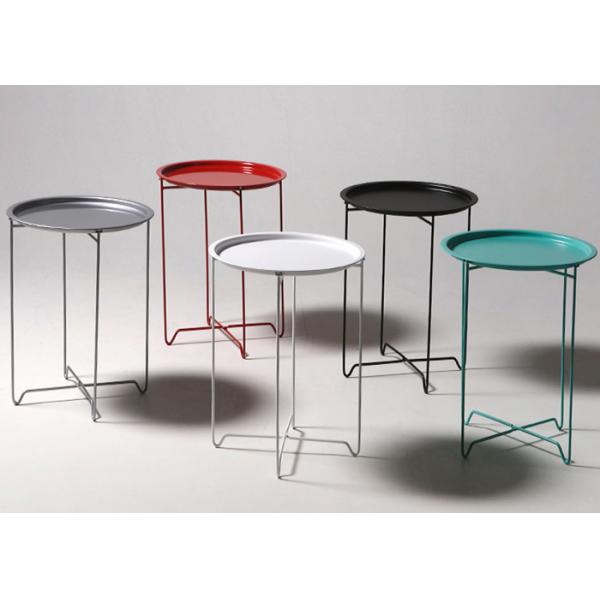 Indoor Outdoor Folding Table Round Steel Frame Save Space