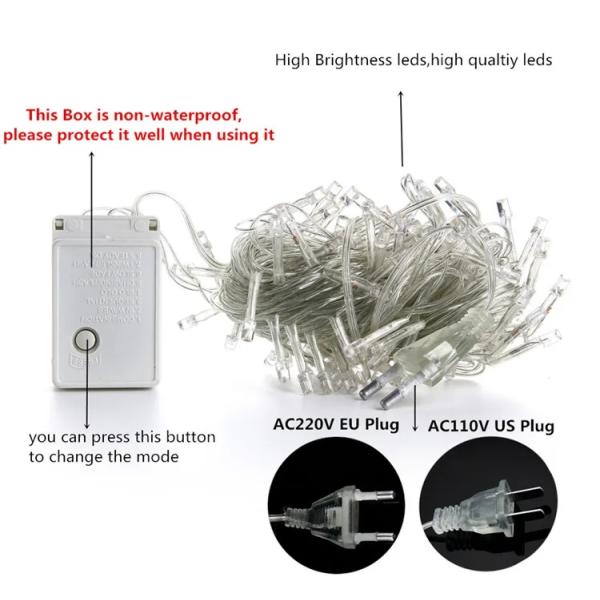 Garland Christmas Ramadan Led Fairy Lights String Outdoor Waterproof Holiday Decoration