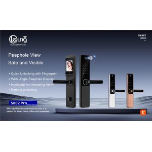 Wooden Door Fingerprint Door Lock With Camera / Electronic Door Lock With