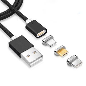 1M Nylon braided 3 in 1 Magnetic cable for Apple, type-c, Android magnet