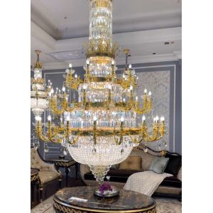 European Style Candle Extra Large Crystal Chandeliers For High Ceilings