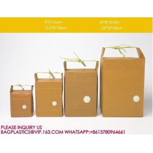 Stand Up Kraft Paper Pouch With String For Rice, Wheat Flour, Tea Leaves,