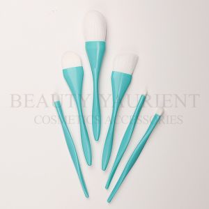 Privated original streamlined deisgn with 6 Pcs Makeup Brush Set of Blue Plastic